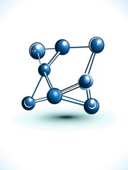 3D Molecular Structure: Innovative Scientific Design in Blue - Network, Connection, Technology & Data Analysis Visualization