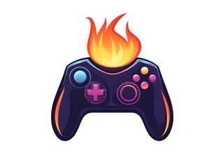Vibrant Gaming Controller with Fiery Flames: A Bold Symbol of Modern Video Game Culture