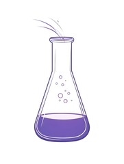 Purple Liquid Chemistry Lab Experiment with Flask & Beaker Glassware: Safety in Dangerous Goods and Chemical Reactions