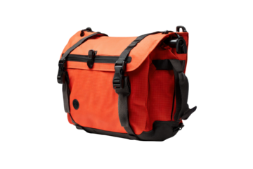 Orange Bicycle Pannier Messenger Bag on Transparent Background