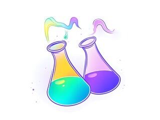 Colorful Chemistry Experiment in a Laboratory with Vibrant Beakers and Chemical Reactions