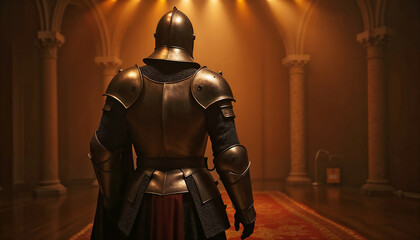 Actor in Historical Costume Standing in Dimly Lit Hall for Blogs, Websites, Education, History Articles, and Entertainment Content