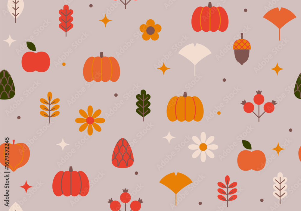 Poster autumn abstract shapes pattern seamless background