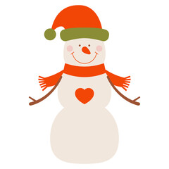 Snowman cartoon character. Christmas Snowman