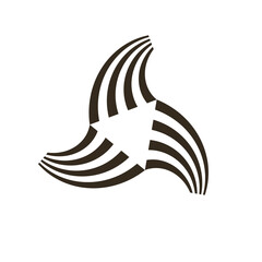 Triangular and wavy geometric symbol. An equilateral triangle that generates sinuous branches on each side. A useful symbol for branding.