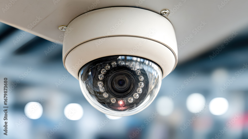 Aufkleber security camera with infrared lights in a modern setting