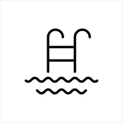 Swimming pool line icon. Swim vector illustration. Thin sign of water sport pictogram. Isolated on white background.