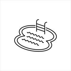 Swimming pool line icon. Swim vector illustration. Thin sign of water sport pictogram. Isolated on white background.