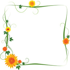 Obraz premium Vector illustration of a sunflower frame