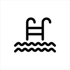 Swimming pool icon. Vector illustration for web design. Thin sign of water sport pictogram. Isolated on white background.