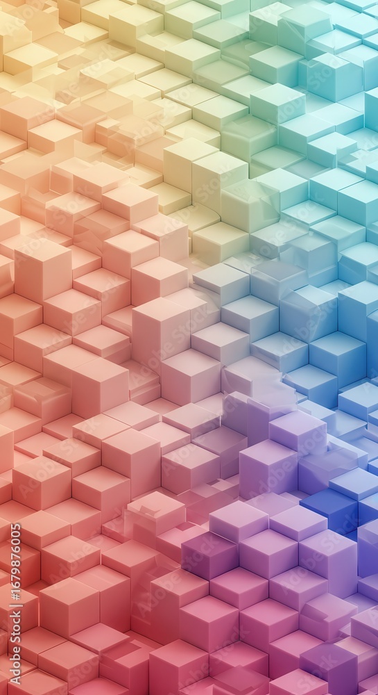 Fototapete abstract background with colorful cubes in a geometric pattern, creating a modern and vibrant 3d ren