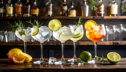 Cocktails Bar Gin Tonic Aperol Spritz Drinks.