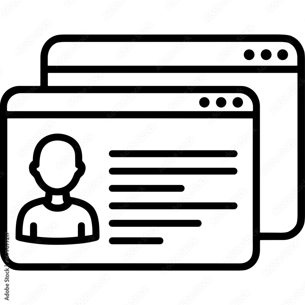 Aufkleber outline icon of user profile with information on transparent background