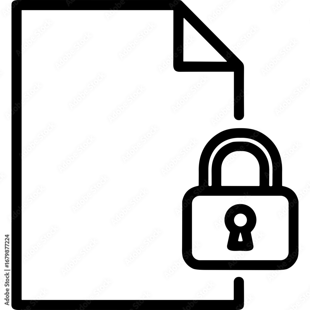 Aufkleber outline icon of document with padlock symbolizing security concept