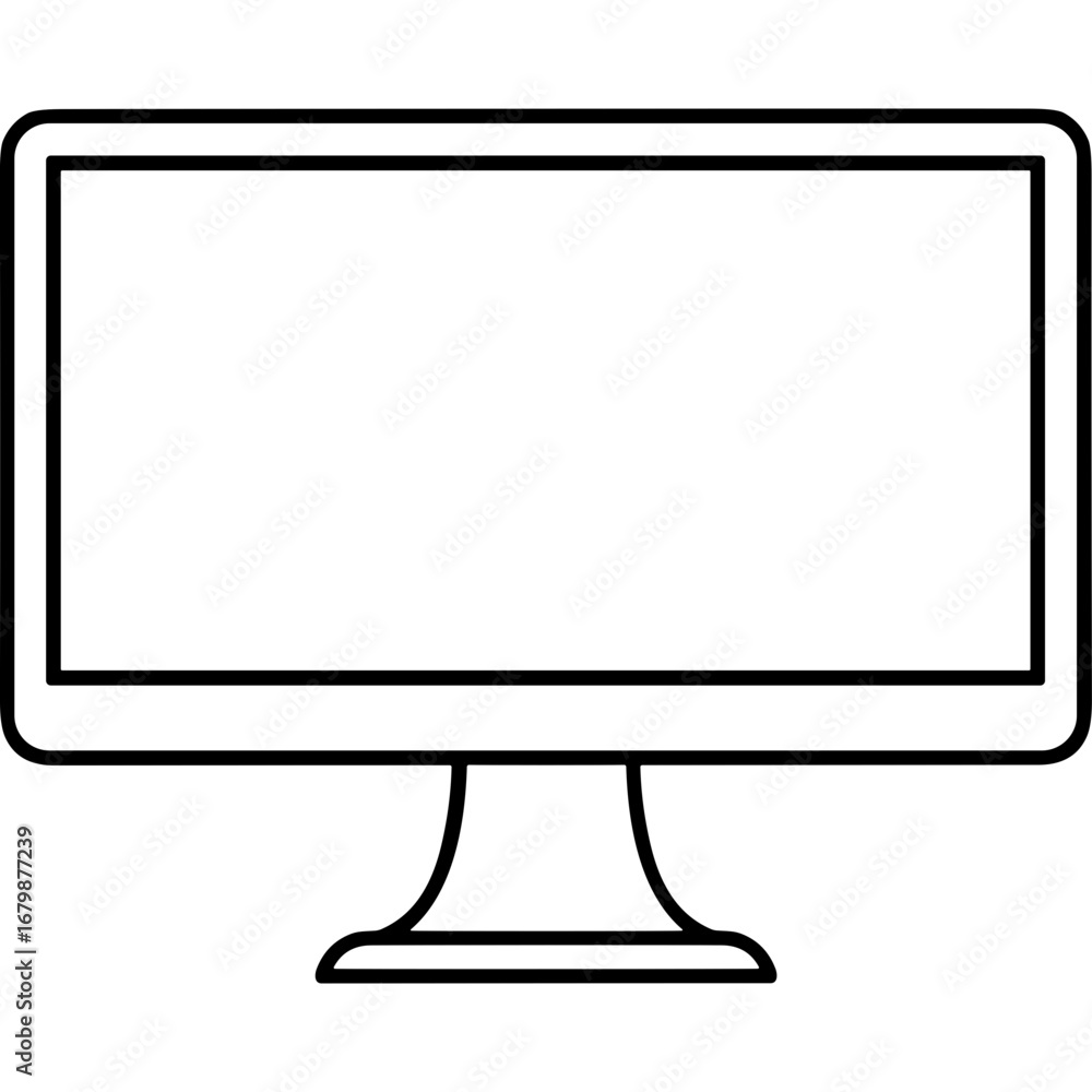 Aufkleber outline icon of a computer monitor on a transparent background