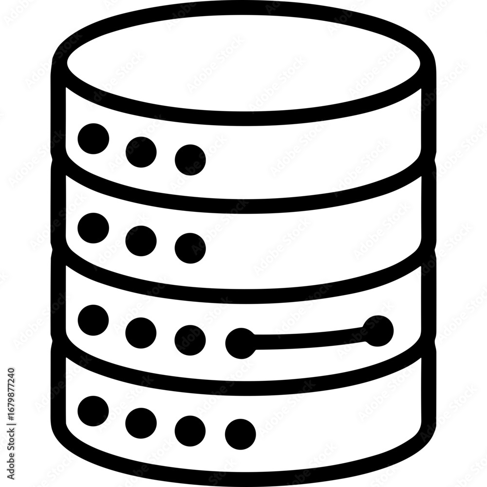 Aufkleber database icon in outline style with transparent background