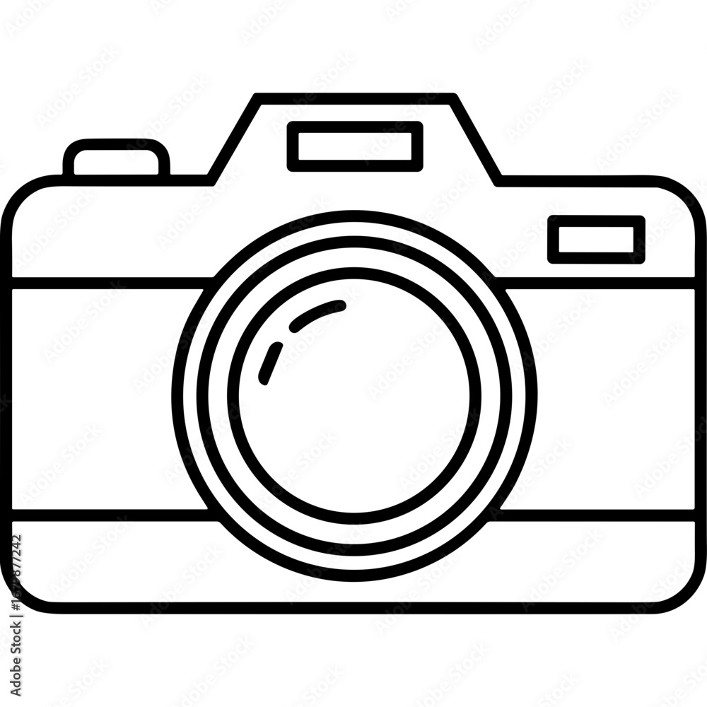 Poster outline icon of a camera on a transparent background
