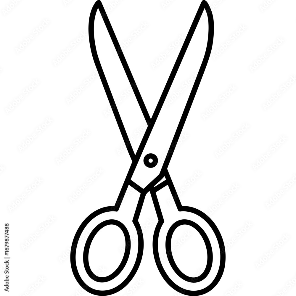 Poster outline icon of scissors on a transparent background