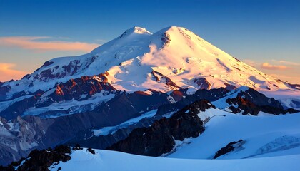 Majestic Mount Elbrus Summit Bathed