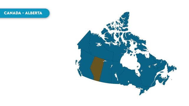 Alberta Map Video, Canada map, Political Map of Canada, national flag and borders, perfect for presentations, travel, education, geography, and global studies.