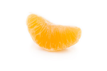 Slice of mandarin orange isolated on white background