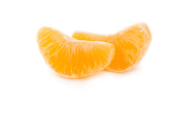 Mandarin orange slices isolated on white background
