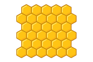 Honeycomb hexagon background pattern. Vector isolated texture. Comb seamless texture design. Vector hexagonal cell structure. Cartoon yellow honey nectar geometric wallpaper.