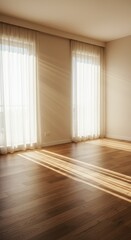 Obraz premium Sunlight streaming through window in empty room