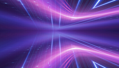 Abstract futuristic neon background, glow, light reflection.