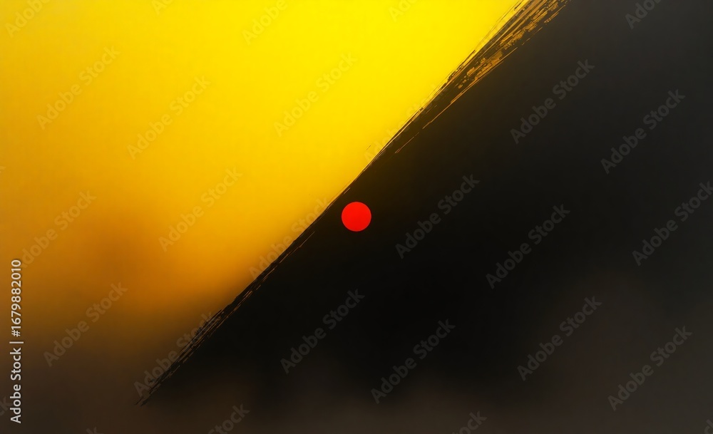 Aufkleber abstract art featuring a bold diagonal split between luminous yellow and deep darkness, highlighted 
