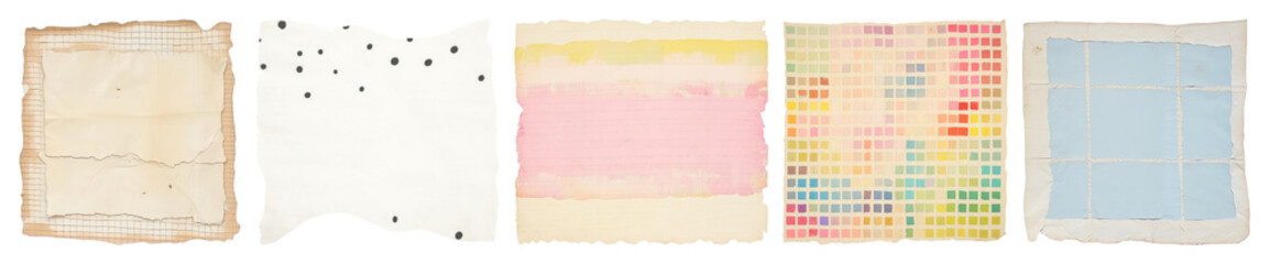 PNG Vintage textured paper backgrounds, element set on transparent background