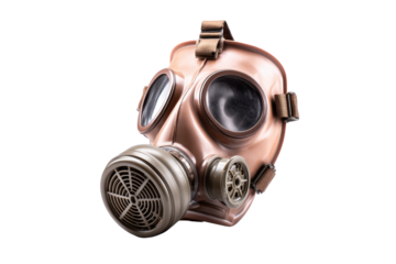 Retro Gas Mask with Breathing Apparatus on Transparent Background