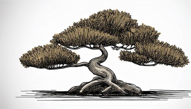 soil bonzai tree sketch hand drawn