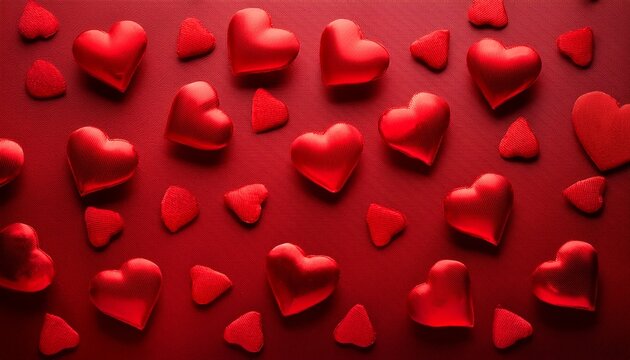 red hearts on a red background