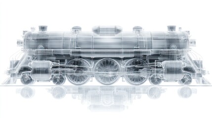Obraz premium Ghostly see-through locomotive detailed drawing