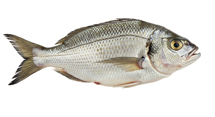 Fototapeta premium Fresh tambaqui fish, isolated on white background, realistic details of skin and scales