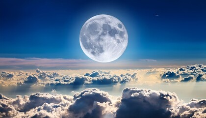 full moon over the clouds