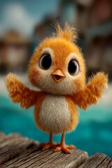 Fototapeta premium The Little Chick Who Found His Sea Legs