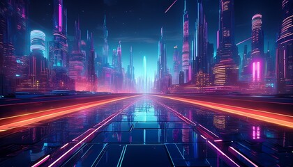 imagine a futuristic cyber metropolis at night