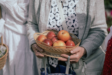 Orthodox consecration of apples and fruits on Feast of Transfiguration in August in Russia