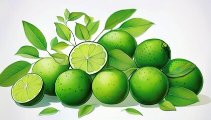 Obraz premium green lime white background