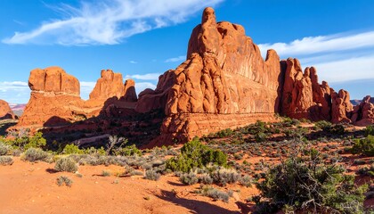 Fototapeta premium Red rock formations under a bright sky