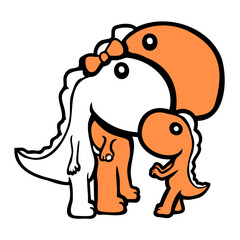 3 Cute Family Dino Mother Father Child Mom Dad