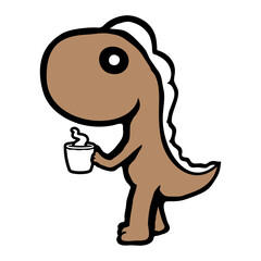 Dino Coffee Drinking Morning Tea Caffeine Awaken Sleepy