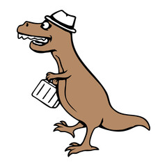 Happy T-Rex Dino Man Working Office Worker Case Hat Going to Work