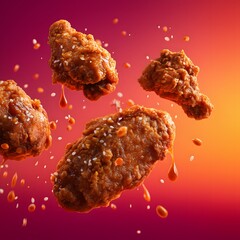 Chicken with 3D rendered  illustration