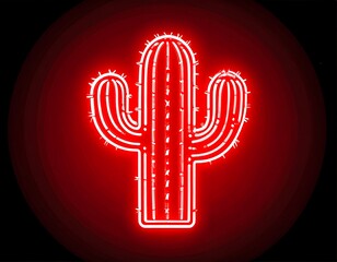Neon cactus graphic on red background