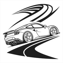 Modern Sports Car Illustration with Dynamic Wing Design