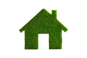 Green Grass House Icon on Transparent Background
