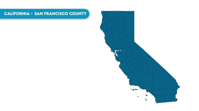 San Francisco County Map Video, California map, Political Map of California, national flag and borders, perfect for presentations, travel, education, geography, and global studies.